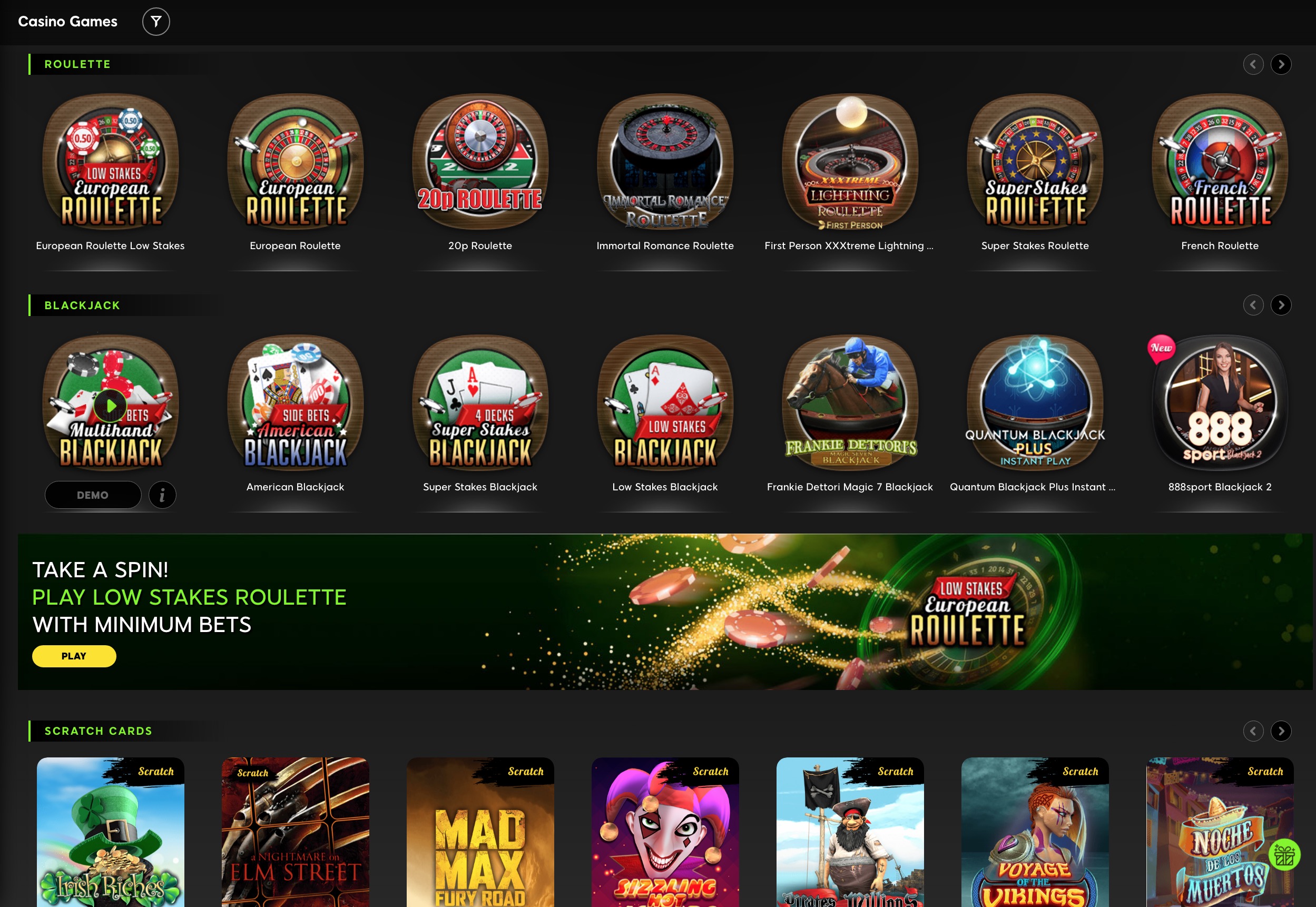 Gaming Collection at 888 Casino