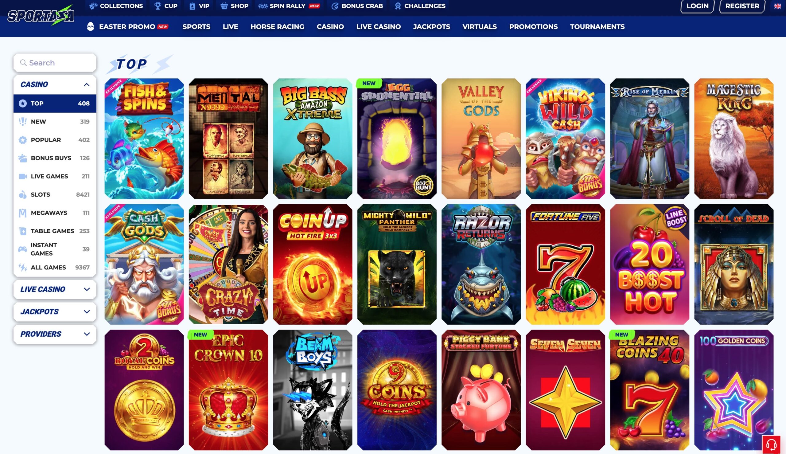 Sportaza Casino Gaming Selection