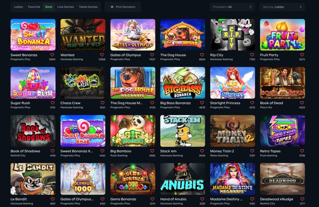 Game Selection at Gamdom Casino